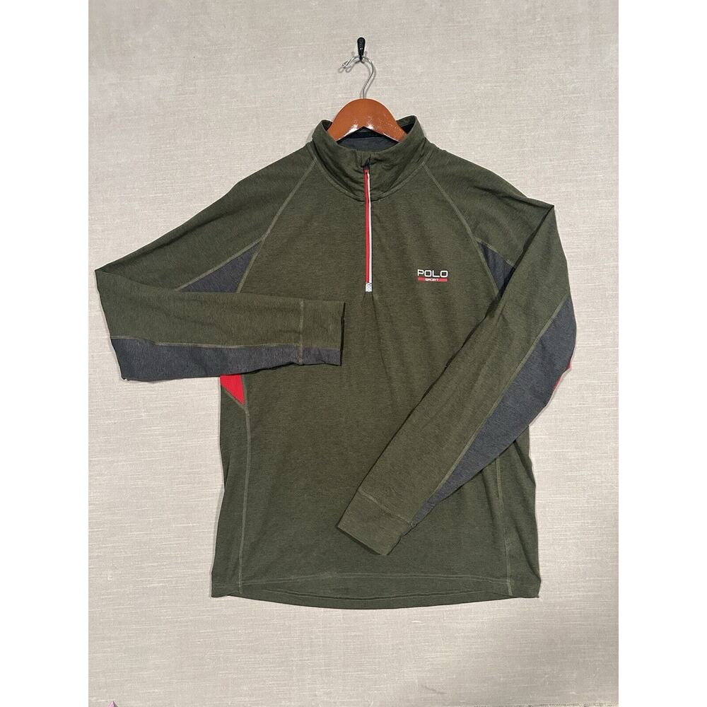 Polo Ralph Lauren Performance Sport Thermo Vent Stretch 1/4 Zip Green Large - Picture 1 of 8